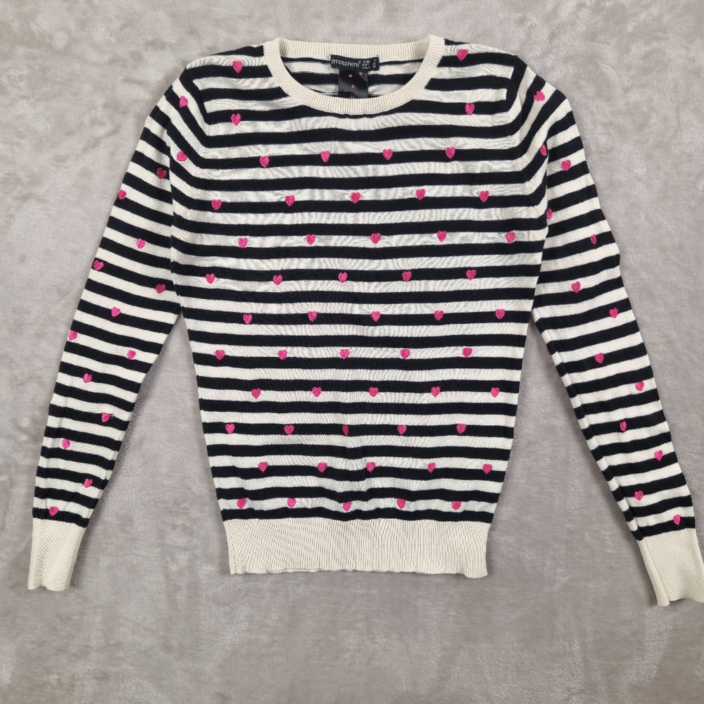 Atmosphere‎ Striped Sweater with Pink Hearts Girls Size 8